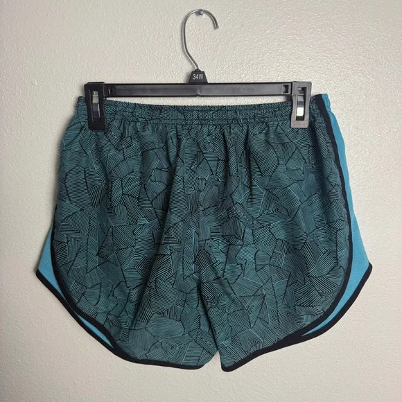Nike Dri-FIT Womens Running Shorts Teal Black Geometric Print Medium - Picture 4 of 9